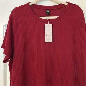 Red Waffle Knit Tunic; 2XL